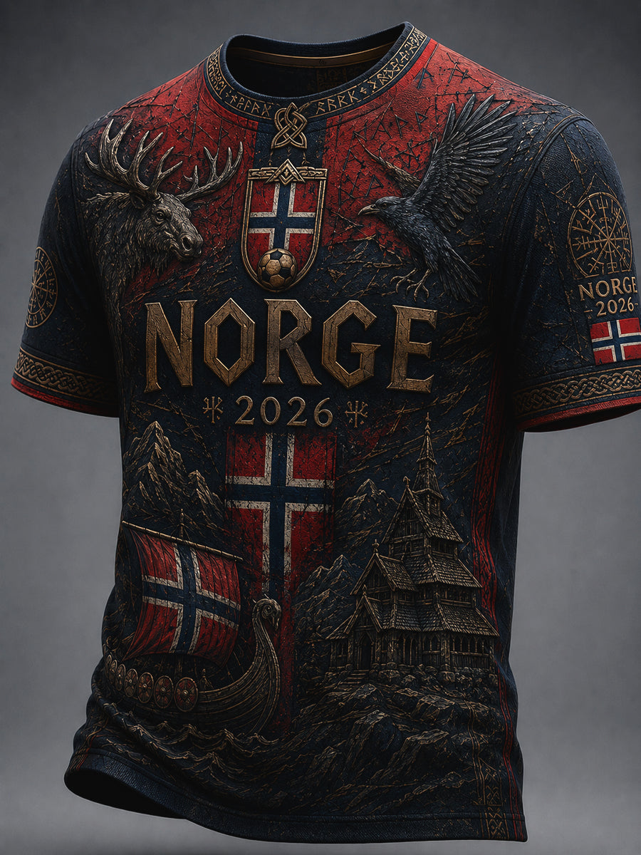 Retro Norge 2026 Fotbollsfläkt T-shirt