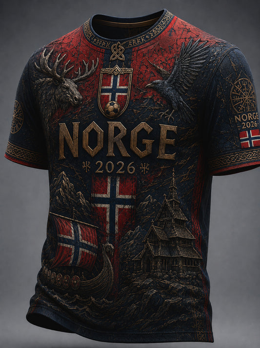 Retro Norge 2026 Fotbollsfläkt T-shirt