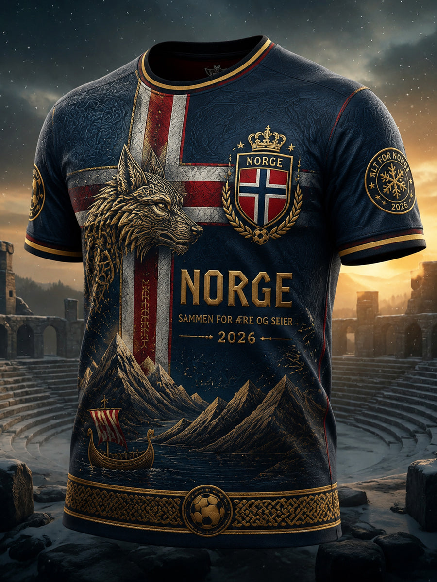 Retro Norge 2026 Fotbollskasual T-shirt