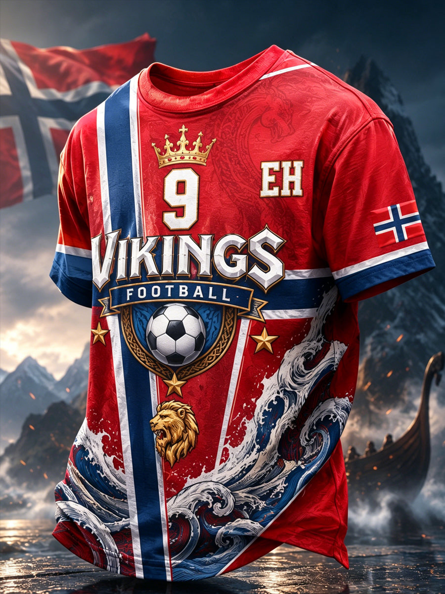 Herrtröja med konsttryck – norskt fotbollsmatch- och hejandelement