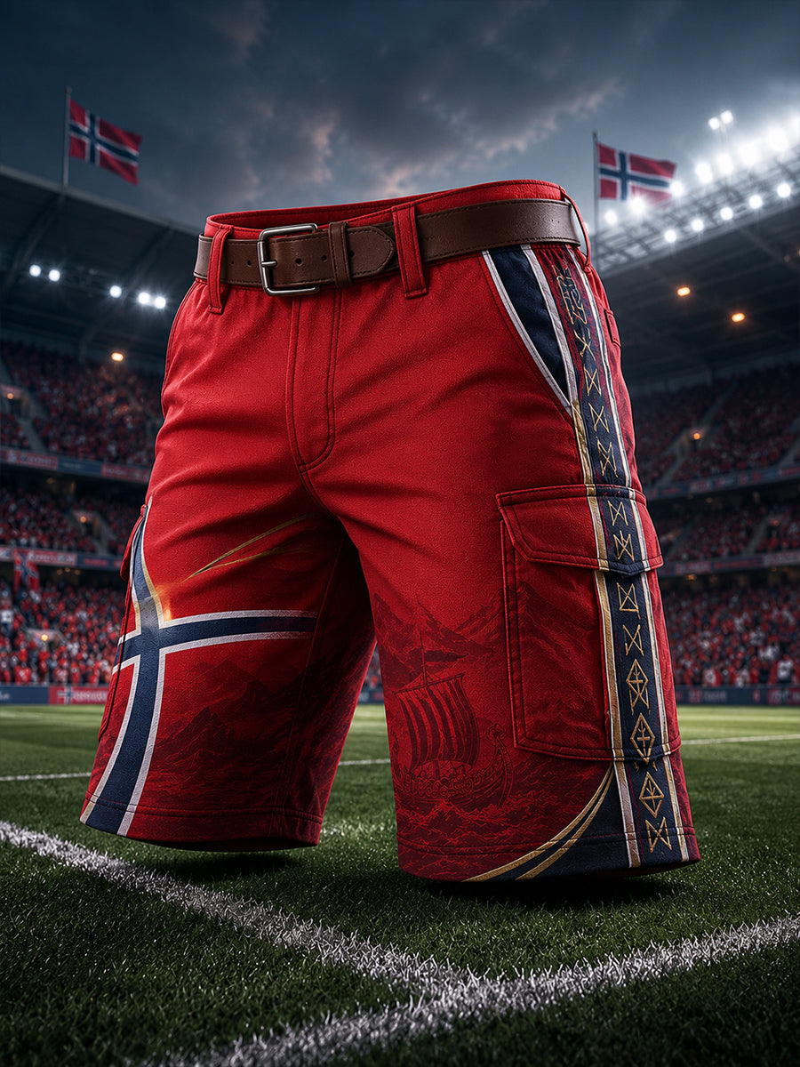Korta lastbyxor med tryck på herrfotbollstema
