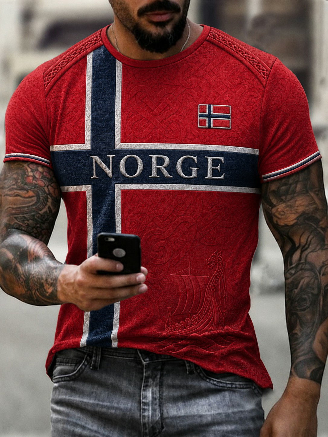 Herrtröja med fotbollsmotiv från Norge
