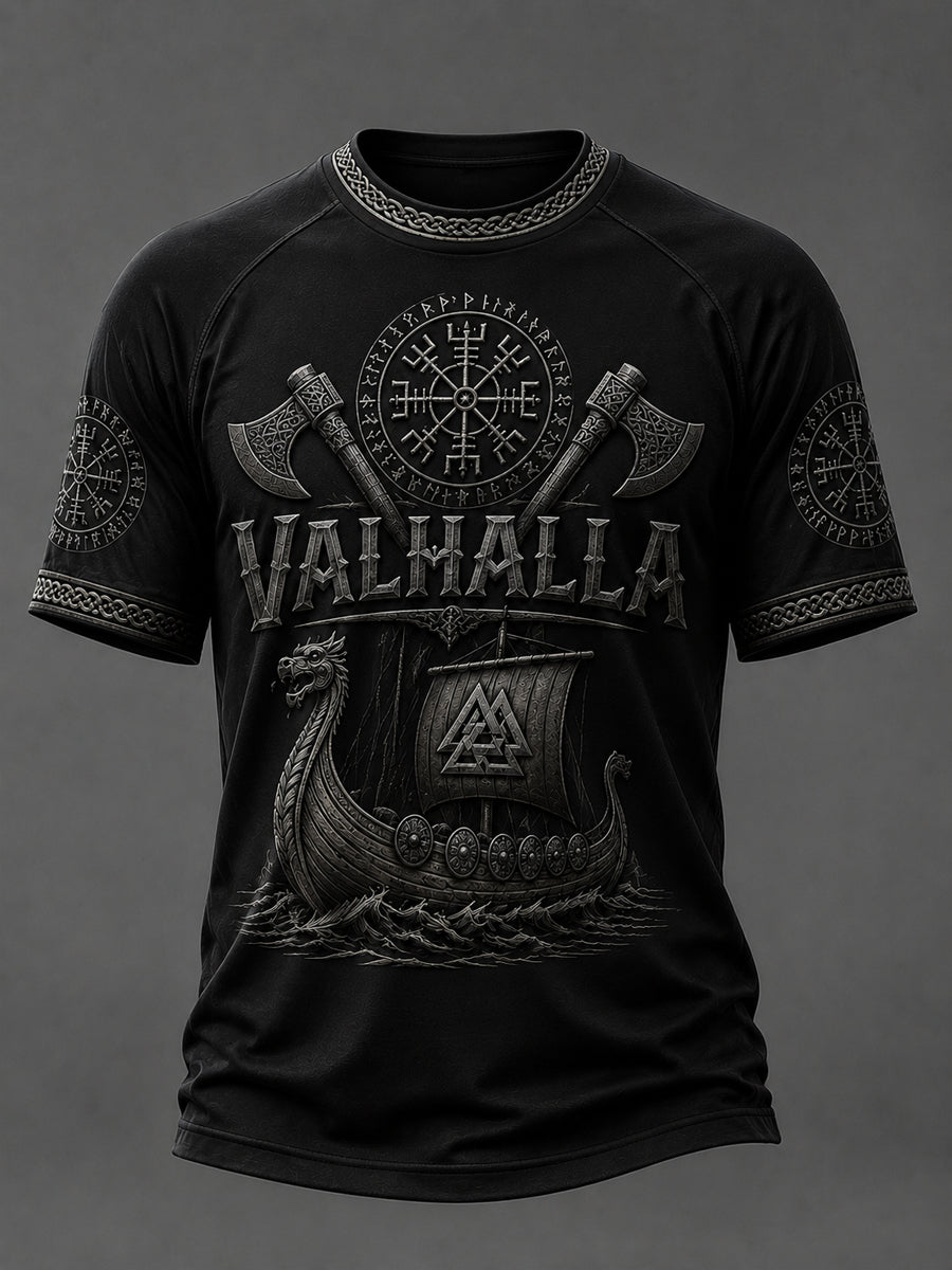 Mäns Valhalla Tryck Casual korta ärmar t-shirt