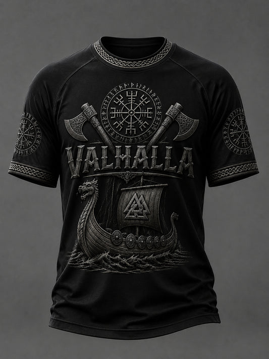 Mäns Valhalla Tryck Casual korta ärmar t-shirt