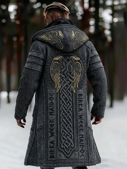 Herrlig vintage svensk Birka-Vikingaveckors lång vikingakappa med huva