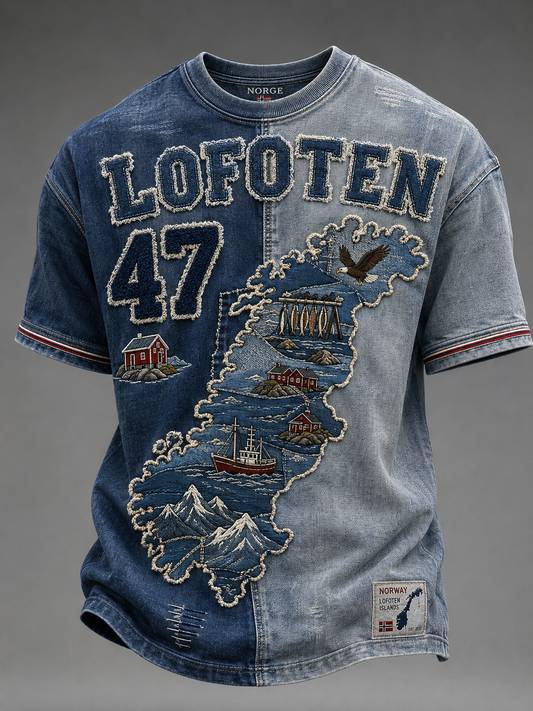 Karta över Norge korta ärmar T-shirt