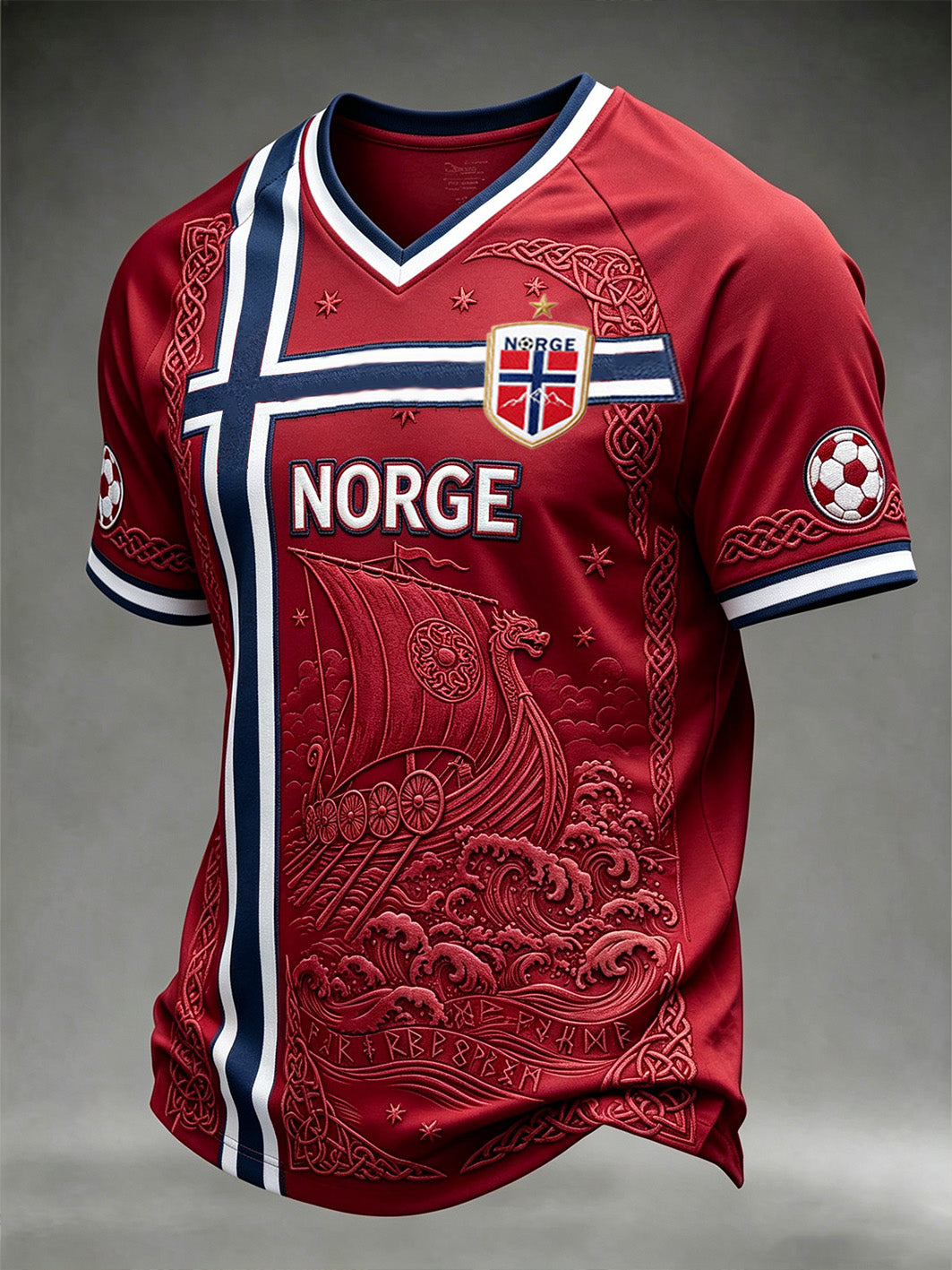 Herrlig vikingelementfärgblockad designavslappnad t-shirt