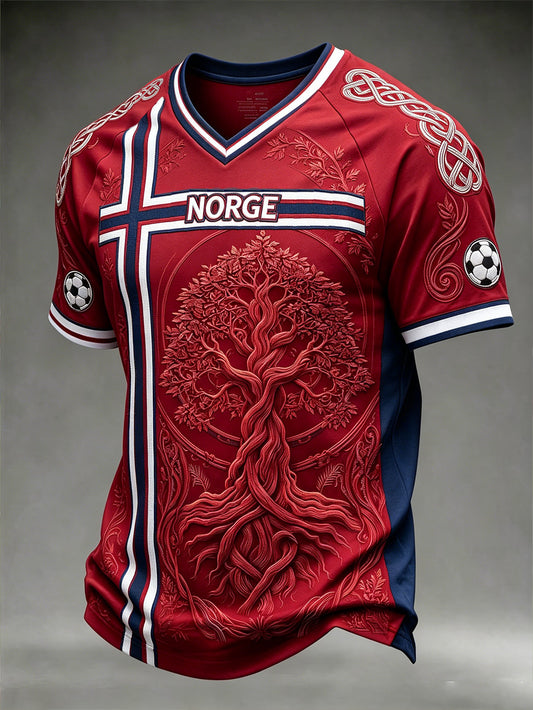 Herrlig vikingelementfärgblockad designavslappnad t-shirt