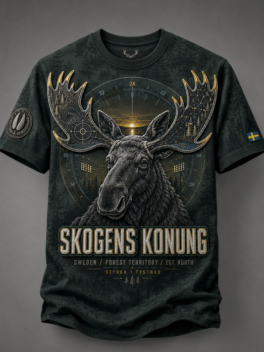Herrtröja med korta ärmarna och djurmotiv på svenska