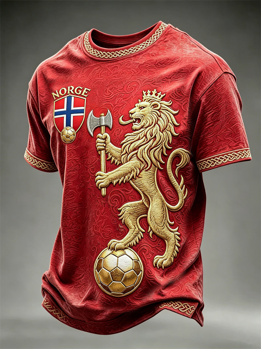Mäns Norge Fotboll Lion Viking Celtic Knop Skriv ut korta ärmar t-shirt