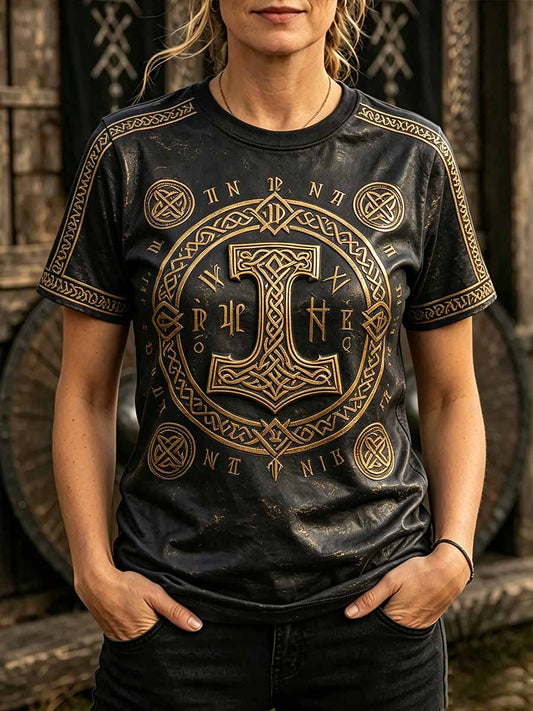Dammens retro t-shirt med vikingamönster