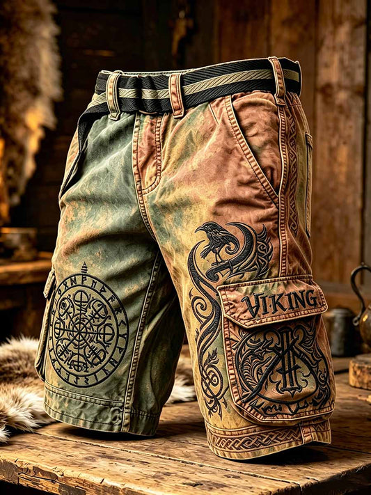 Herrshorts med retrovikingamönster