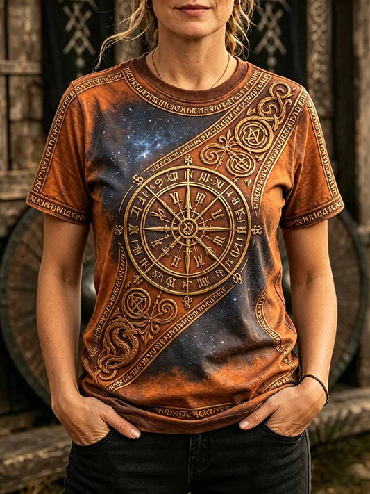Dammens retro t-shirt med vikingamönster