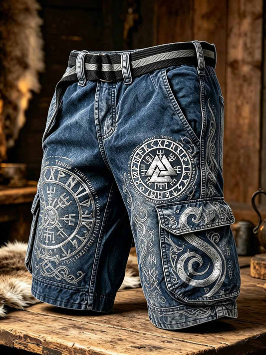 Mäns Retro Viking mönster Print Shorts