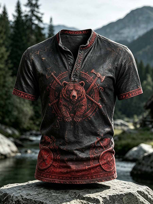 Mansvintage-T-shirt med vikingamönster