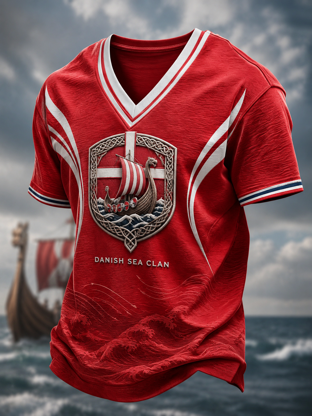 Mäns danska vikingar V-Hack T-shirt