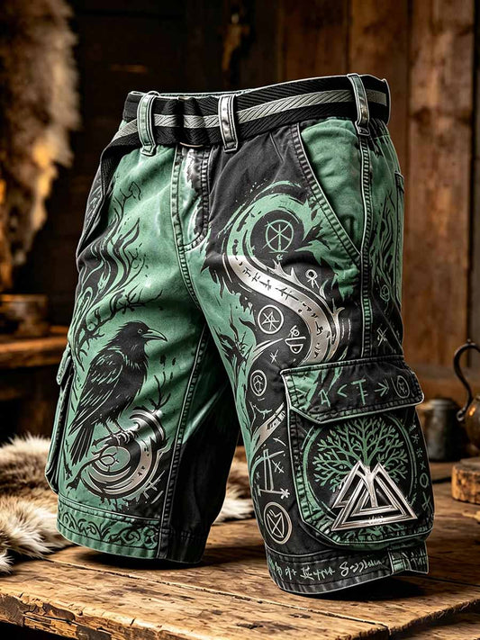 Mäns Vintage Viking konst Print Shorts