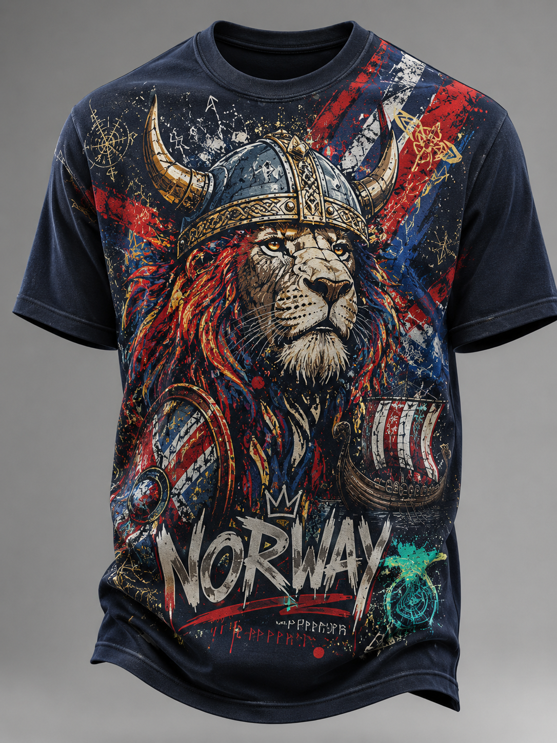 Herrlig kortärmad t-shirt med norska vikingar