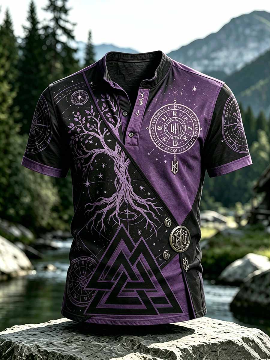 Mansvintage-T-shirt med vikingamönster