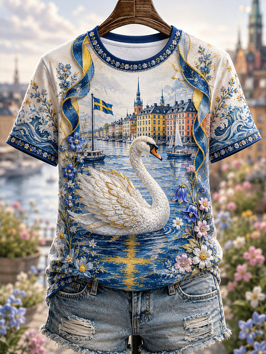 Kvinnors Sveriges Djur kortärmad T-shirt