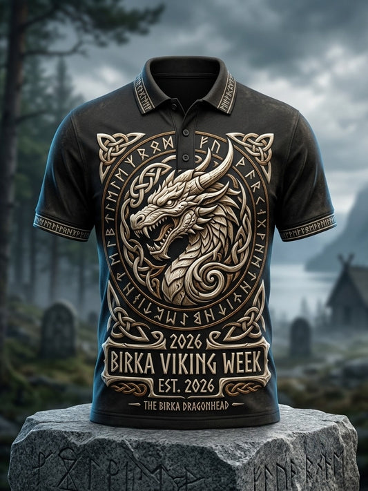 Mansvintage svensk Birka Vikingaveckor polotröja
