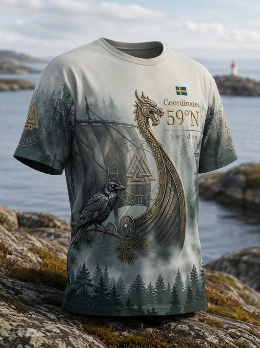 Mans Vintage Svenska Birka Vikingaveckor T-shirts