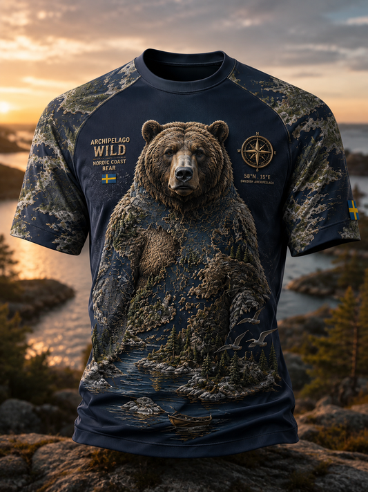 Mäns svenska djurkarta Kort ärm T-shirt