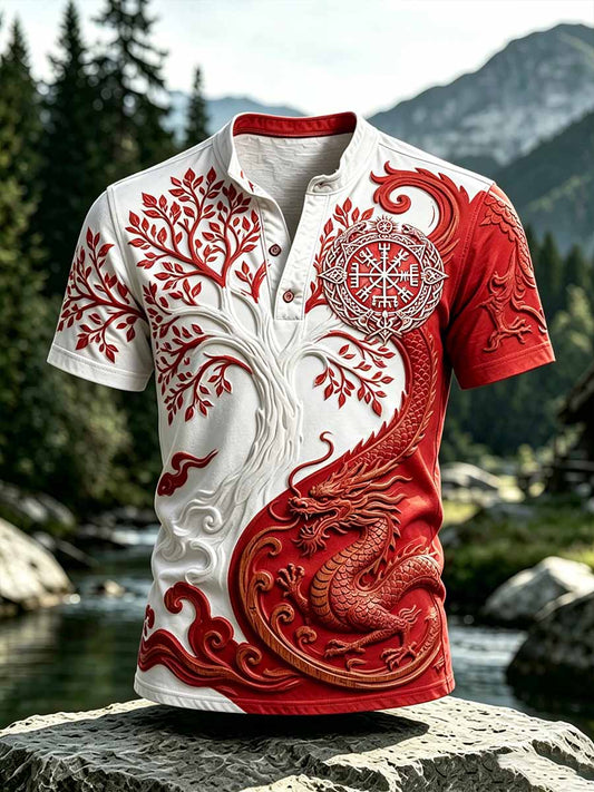 Mans Vintage Viking Livets Träd Tryckt Ledsam T-shirt