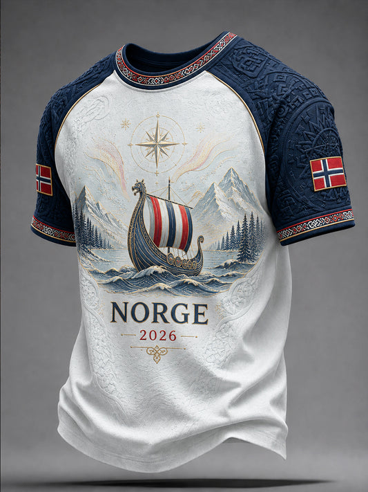 Vintage norska ”Forward” Patchwork Casual T-shirt