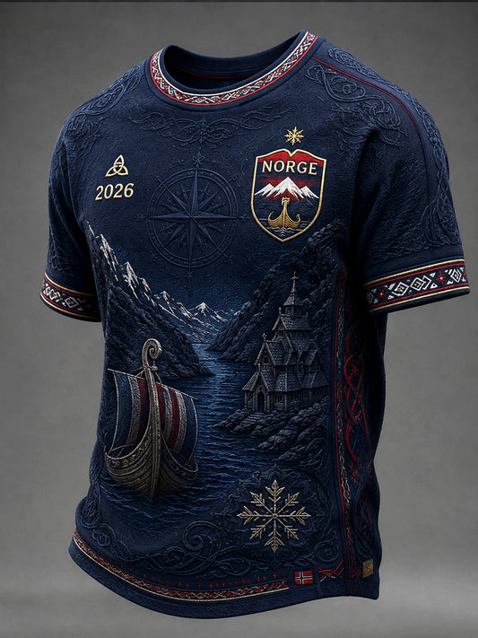Retro norska vikinga konstnärlig T-shirt