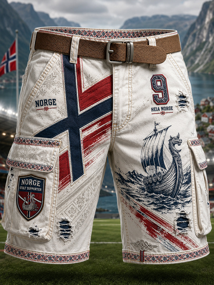 Herrliga vikingarnas Norge-konsttryck avslappnade shorts