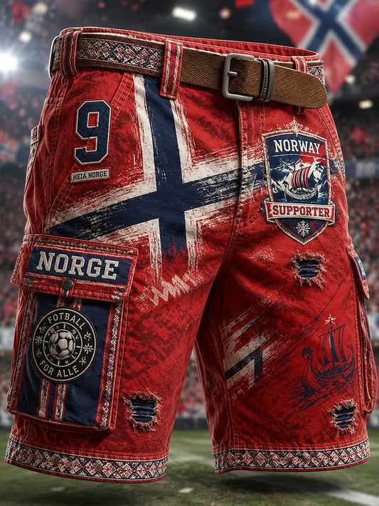 Herrliga vikingarnas Norge-konsttryck avslappnade shorts