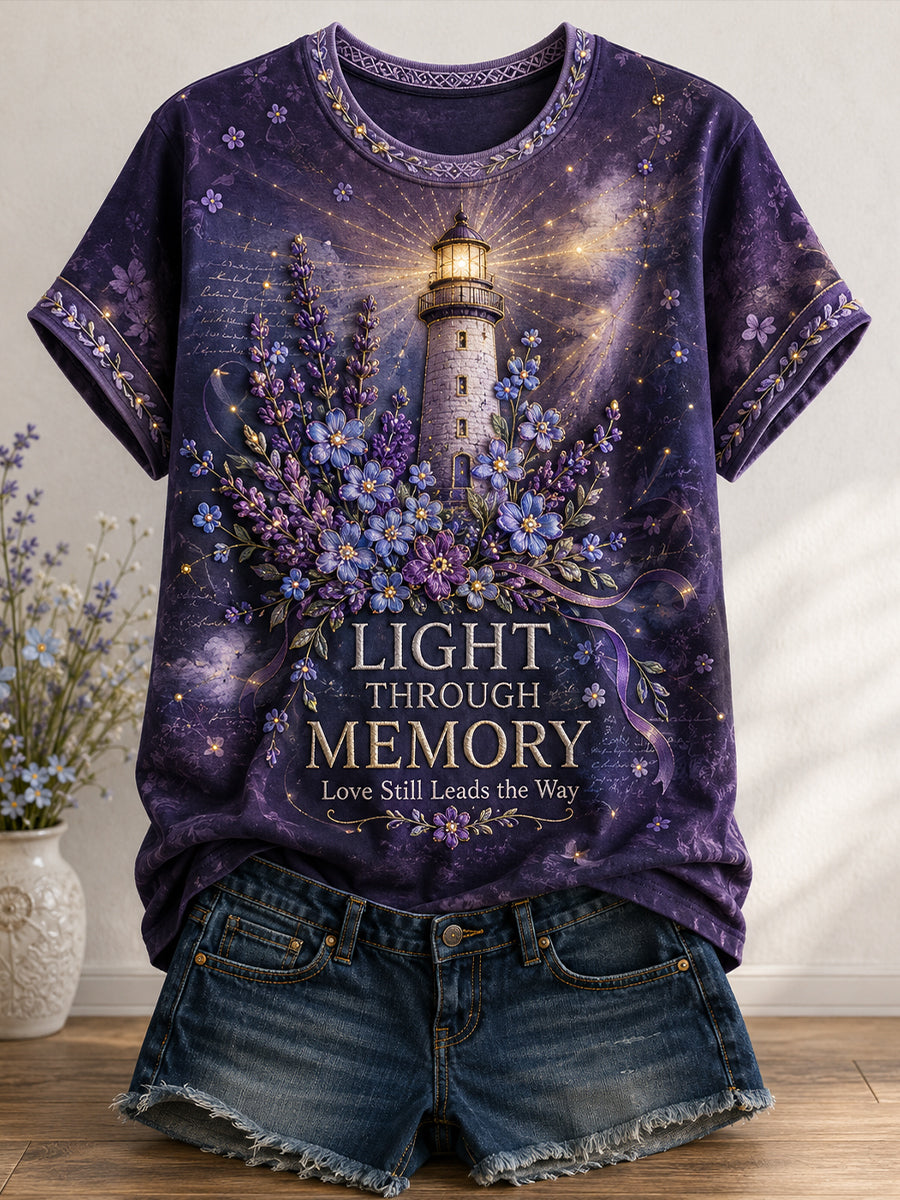 Kvinnors Alzheimers medvetenhet Floral konst Tryckt T-shirt