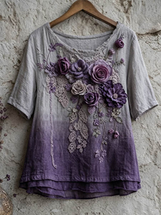 Damlinnet-shirt med korta ärmar