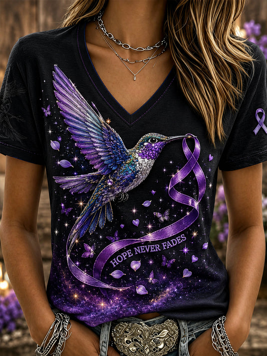Kvinnors Alzheimers sjukdom medvetenhet V-Hack T-shirt
