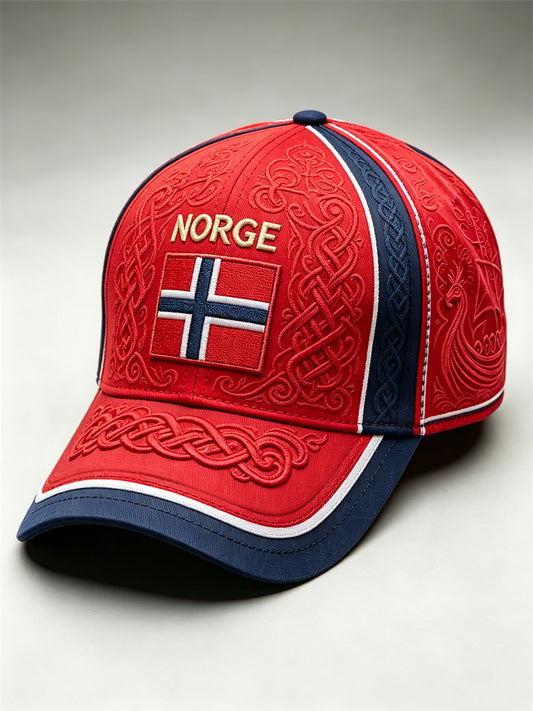 Unisex Norge Viking Ship Celtic Knop Flagg Färgblock Print Capt