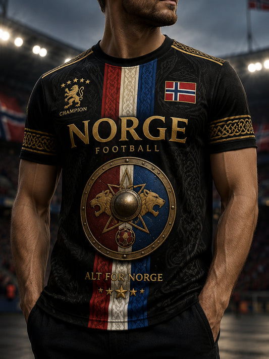 Herrtröja med norsk vikingtematisk patriotisk kulturkonsttryck