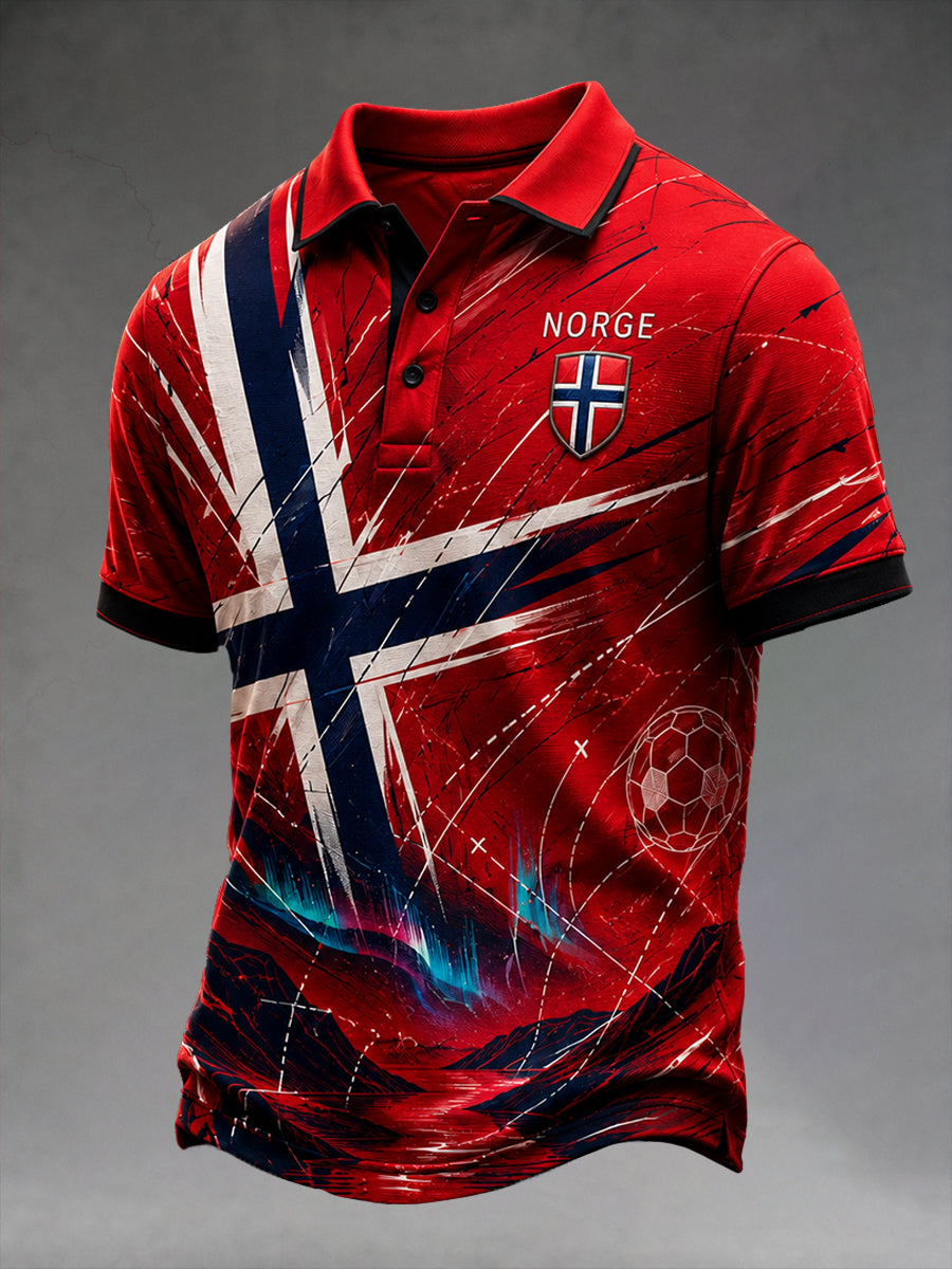 Retro Norge Viking Nordic-stil konst Print Casual Polo Skjorta