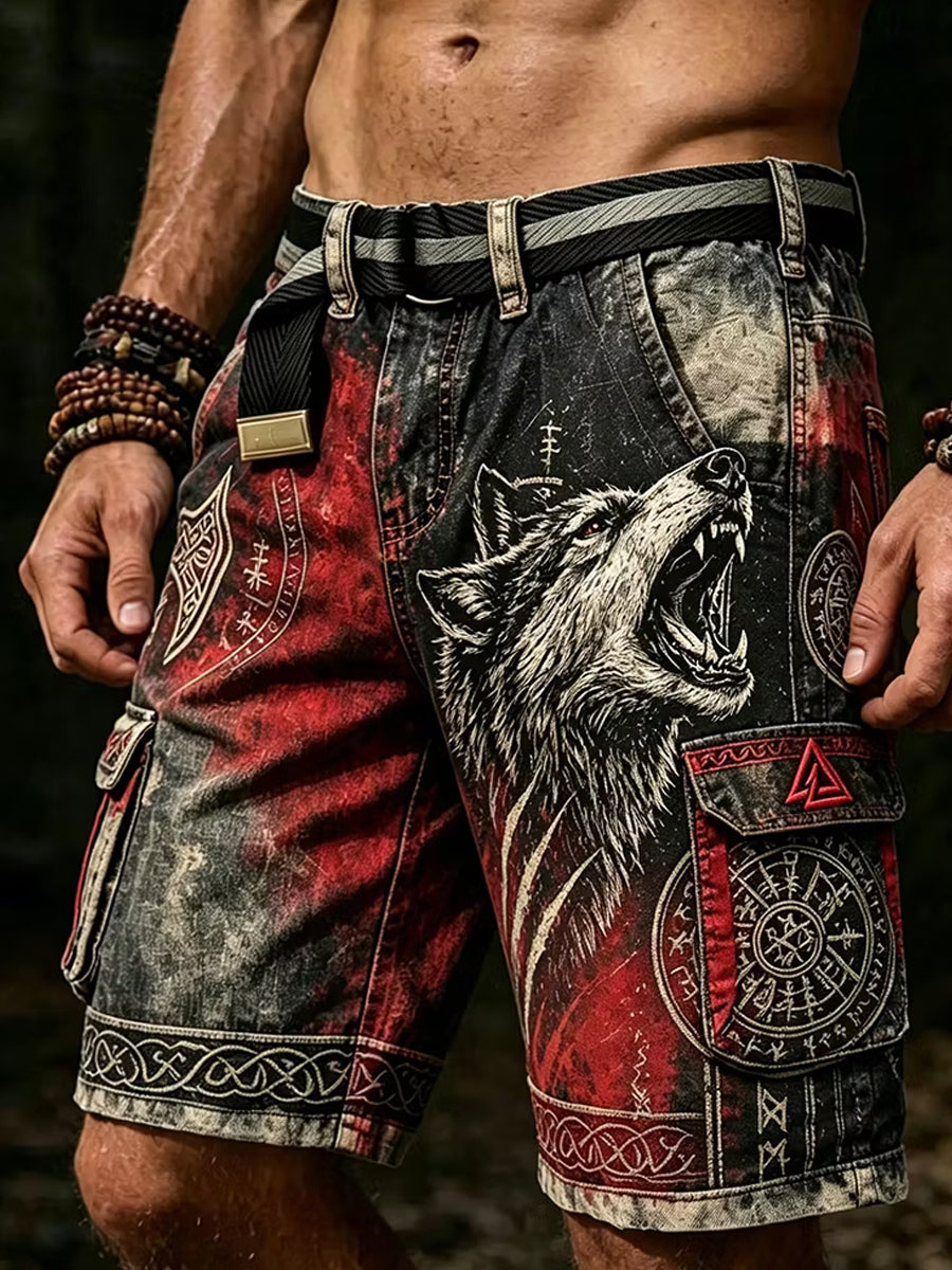 Retro VikingNorse-stil konst Skriv ut Casual Lastbyxor
