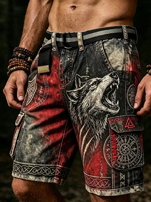 Retro VikingNorse-stil konst Skriv ut Casual Lastbyxor