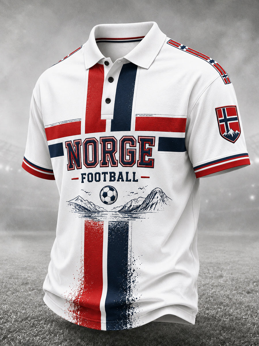 Retro Norge Viking Nordisk Stil Konsttryck Avslappnat Pikétröja