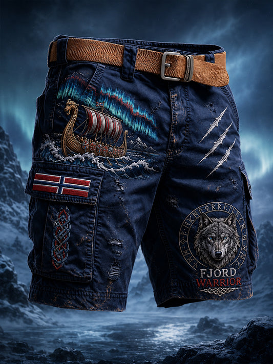 Retro Norge Viking Nordisk stil Art-print Avslappade lastbyxor