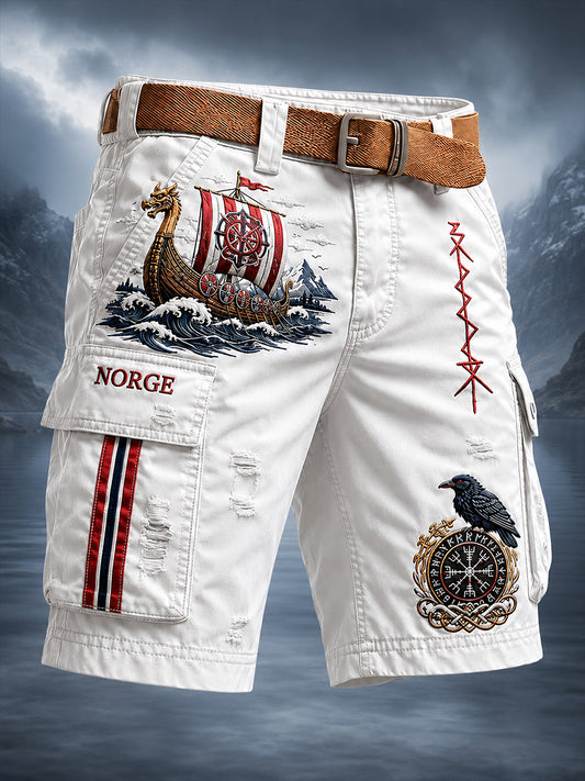 Retro Norge VikingNordic Style Art Print Casual Cargo Byxor