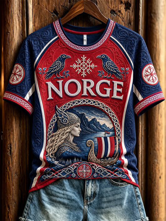 Kvinnors Retro Norska Viking Keltiska Raven T-shirt