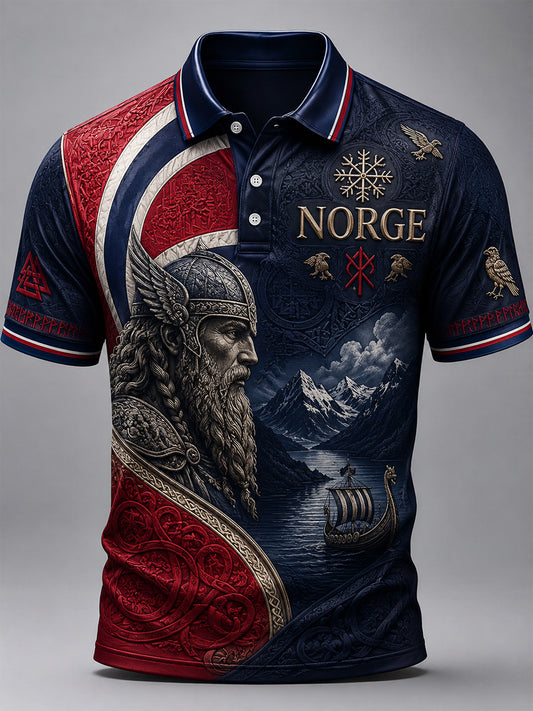 Retro norska vikinga “framåt” Classic Polo tröj