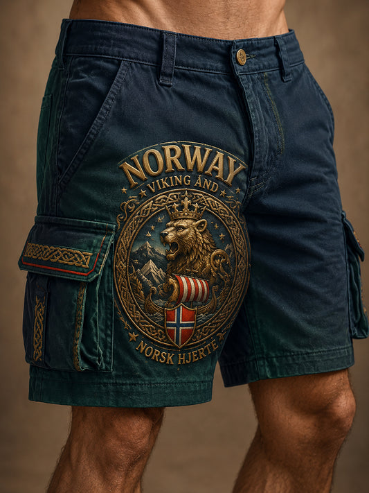 Herrbyxor med norsk vikingtematisk patriotisk minneskonsttryck