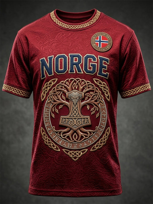Herrens Norge Viking Keltiska mönster Skriv ut Korta ärmar T-shirt