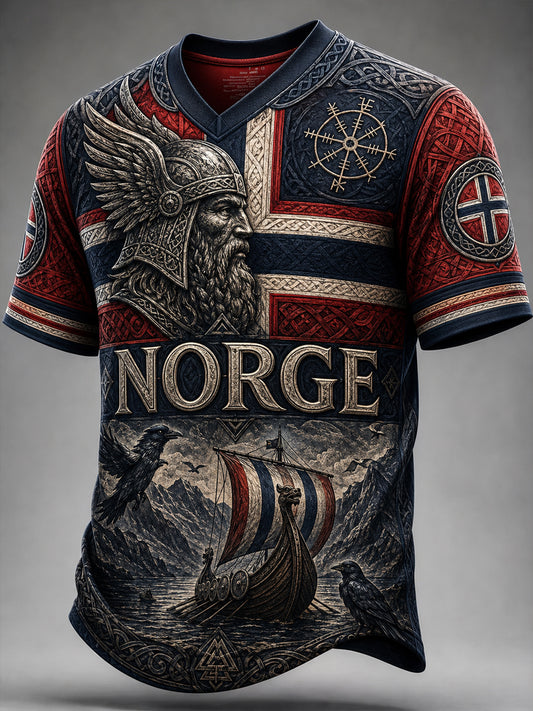 Retro norsk viking keltisk ravn Casual T-shirt