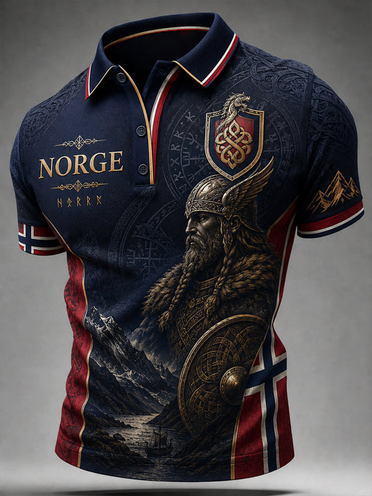 Retro norska vikingarkrigare klassisk polo-tröta