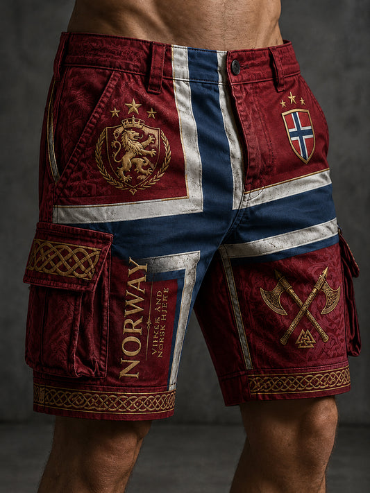 Herrbyxor med norsk vikingtematisk patriotisk minneskonsttryck